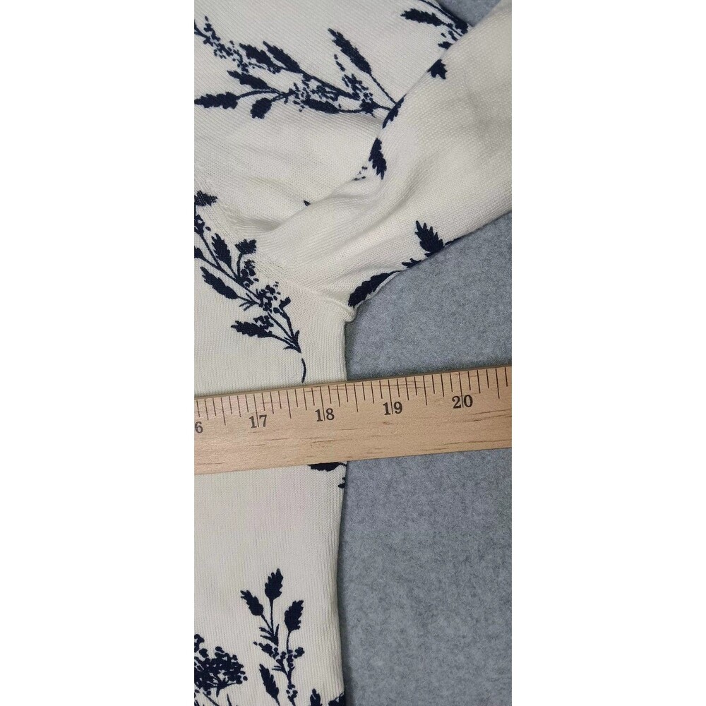 Talbots Contrast Hem Button Up Cardigan M Falling Floral Preppy Academia Classic - Picture 9 of 13